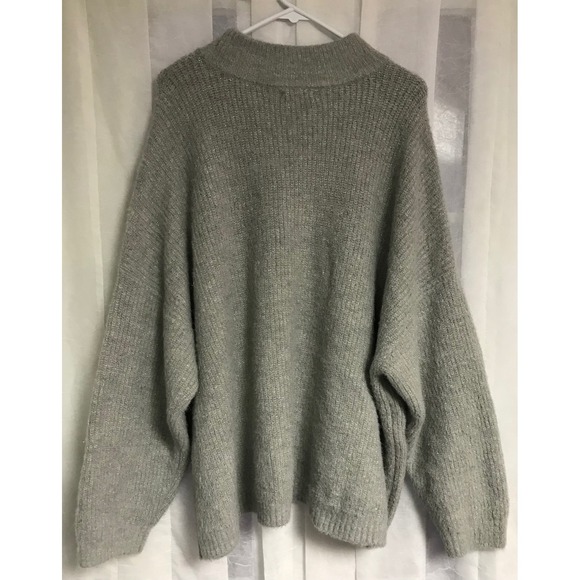 Maurices Gray Metallic Pearl Rhinestone Mock Neck Oversized Sweater Womens 3X - Picture 4 of 6